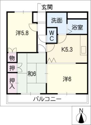 メゾンエトワール(3K/2階)の間取り写真