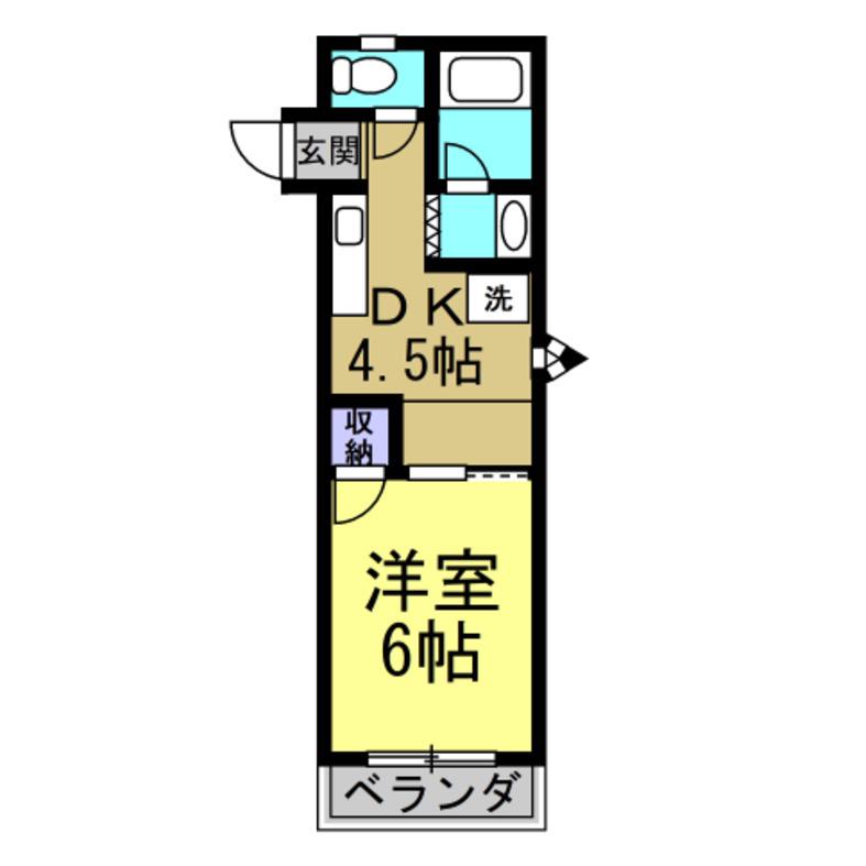 パークヒルズ東海(1DK/2階)の間取り写真