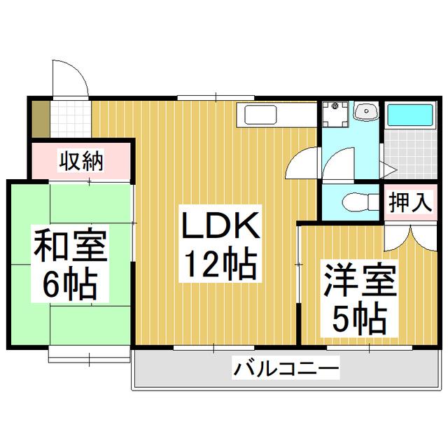 ハイツオネシス(2LDK/1階)の間取り写真