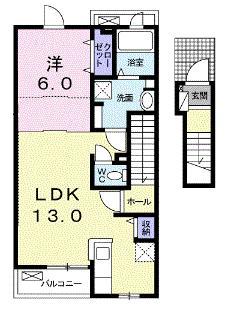 ビューシティ丸美(1LDK/2階)の間取り写真