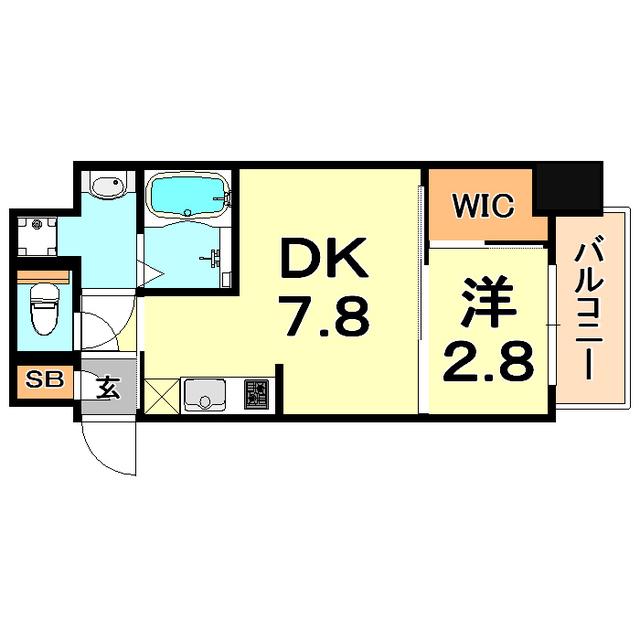 アドバンス三宮ラシュレ(1DK/2階)の間取り写真