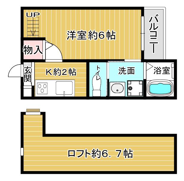 RISA放出(1K/2階)の間取り写真