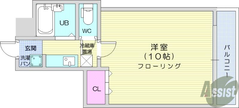 パルメゾン旭ヶ丘(1K/2階)の間取り写真