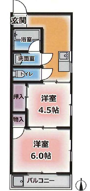 熊野マンション(2DK/3階)の間取り写真