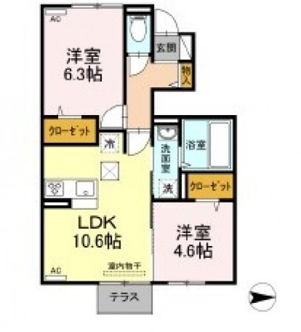 ジョリーメゾン(2LDK/1階)の間取り写真