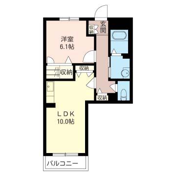 モナド小岩(1LDK/1階)の間取り写真