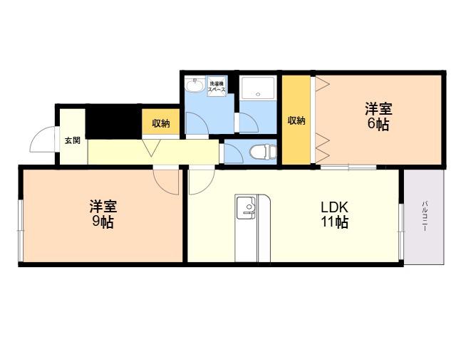 コンフォルトY(2LDK/3階)の間取り写真