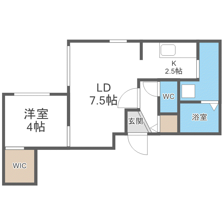 PORTE-BONHEUR NISHISEN6JO(1LDK/5階)の間取り写真