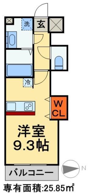 ツリーデン松戸Ⅲ(ワンルーム/3階)の間取り写真