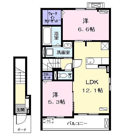 ローズ アベニュー(2LDK/2階)の間取り写真