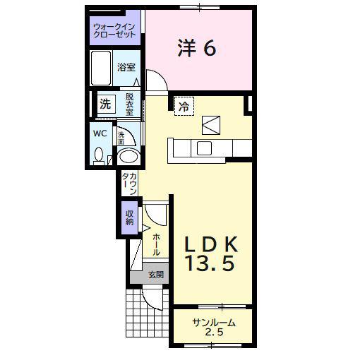 ウエスト ノアα(1LDK/1階)の間取り写真