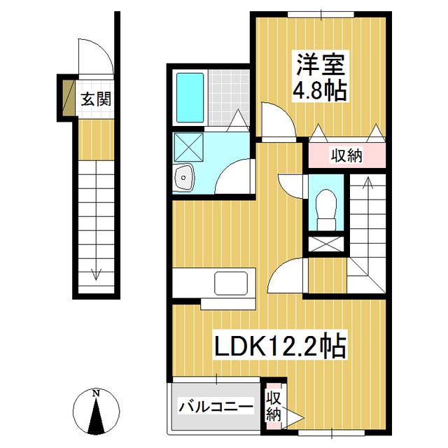 ウイングコート(1LDK/2階)の間取り写真