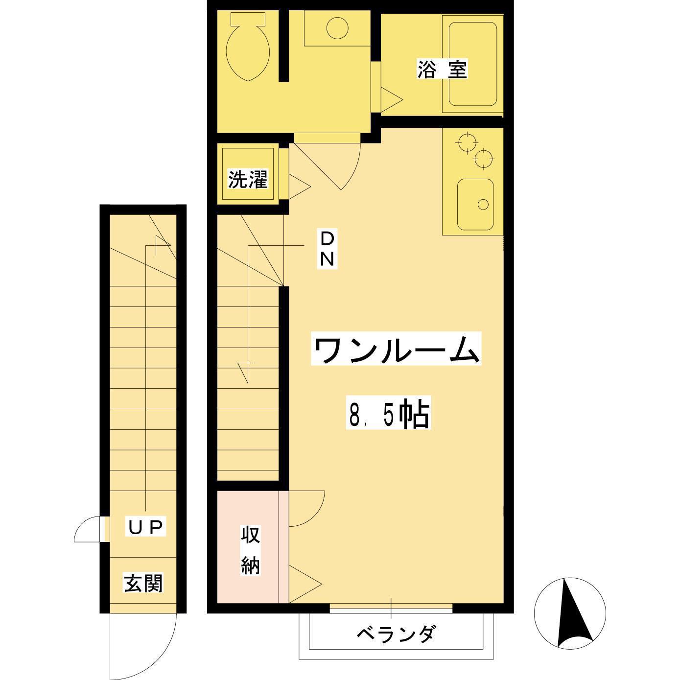 DOMUS(ワンルーム/2階)の間取り写真