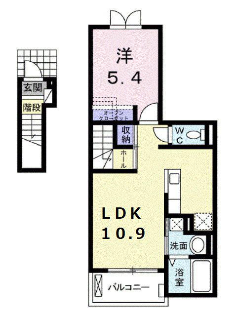 パストーソ II(1LDK/2階)の間取り写真