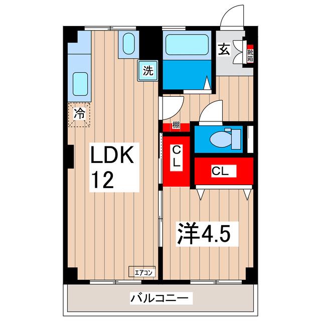 征矢マンション(1LDK/4階)の間取り写真