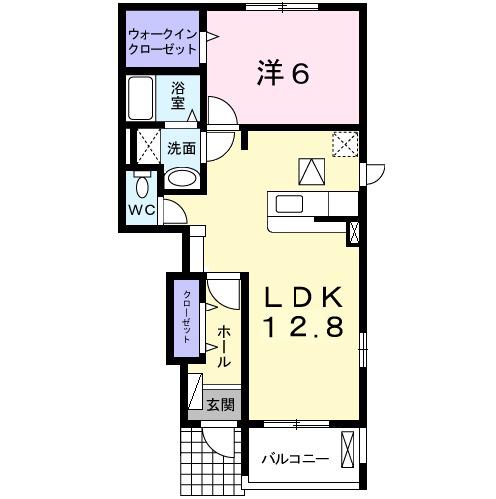 グリーンシティ竜美 E(1LDK/1階)の間取り写真
