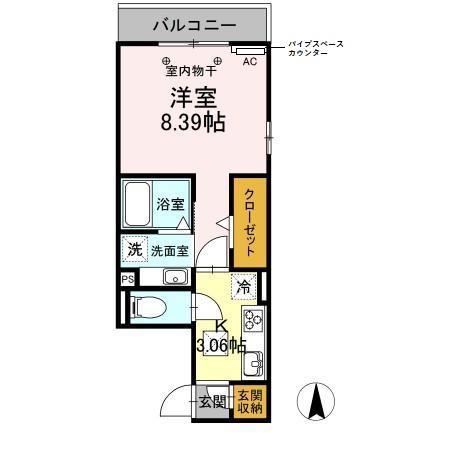 ALLUGE岐阜(1K/1階)の間取り写真