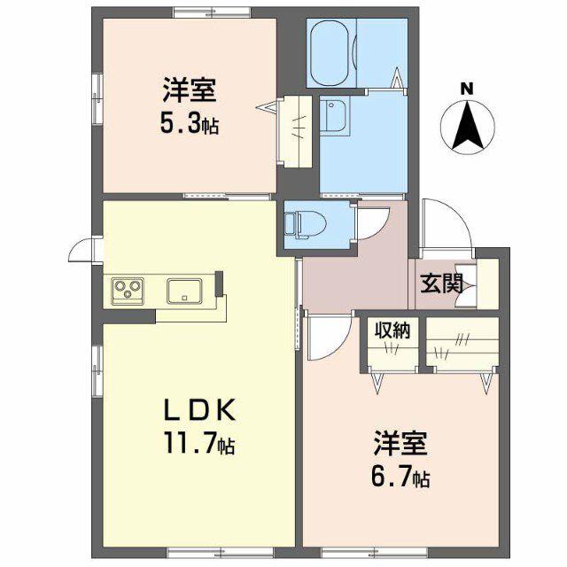 ルーチェ新宿(2LDK/1階)の間取り写真