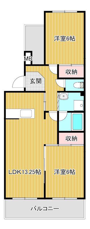 マンションアルス(2LDK/2階)の間取り写真