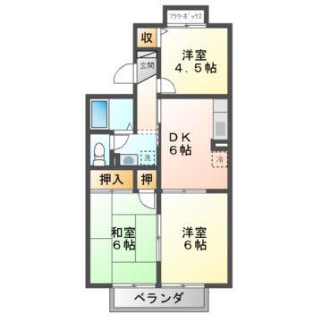 グレイスコート峰塚(3DK/1階)の間取り写真