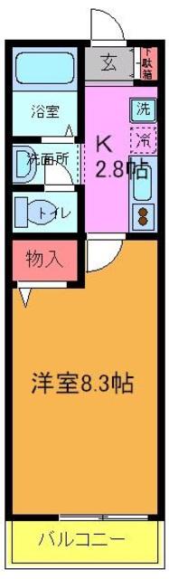 GREEN WOOD(1K/2階)の間取り写真