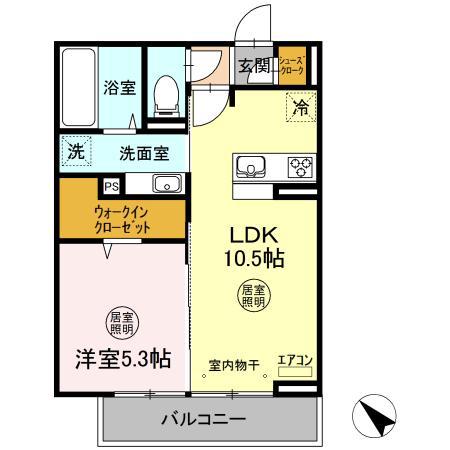 アルバ B(1LDK/2階)の間取り写真