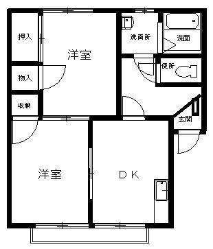 サン・S八楠(2DK/1階)の間取り写真