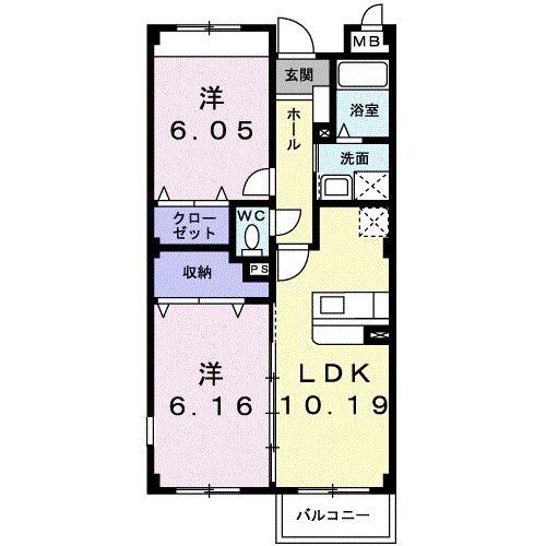 エアリーヒルズ(2LDK/3階)の間取り写真