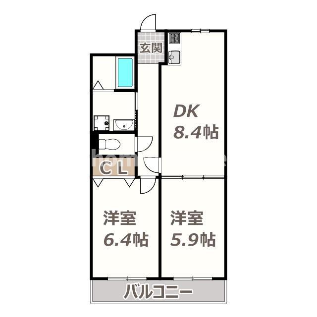 ニューラージあびこ(2DK/5階)の間取り写真