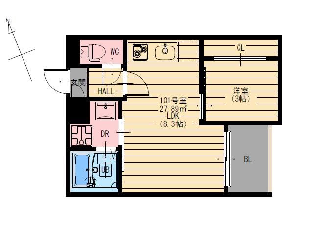 R-SMART花園3(1LDK/1階)の間取り写真