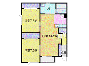 ハウオリ(2LDK/1階)の間取り写真