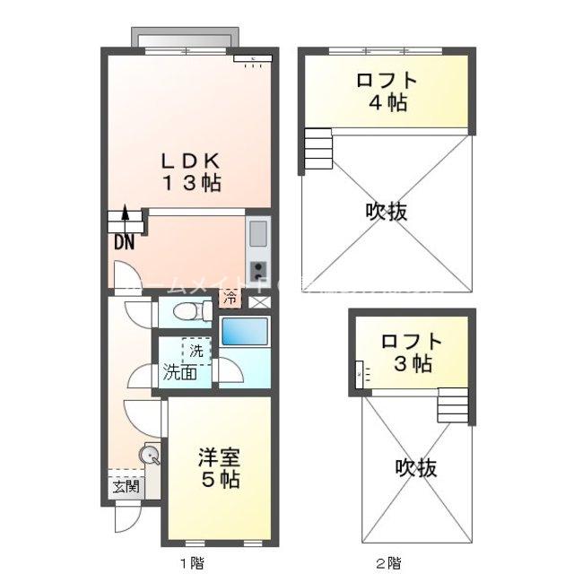 セザンヌ原町2(1LDK/1階)の間取り写真