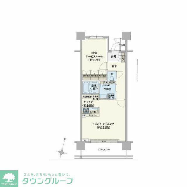 リージア経堂テラスガーデン(1LDK/2階)の間取り写真