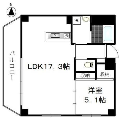 カルム日暮里レジデンス(1LDK/5階)の間取り写真