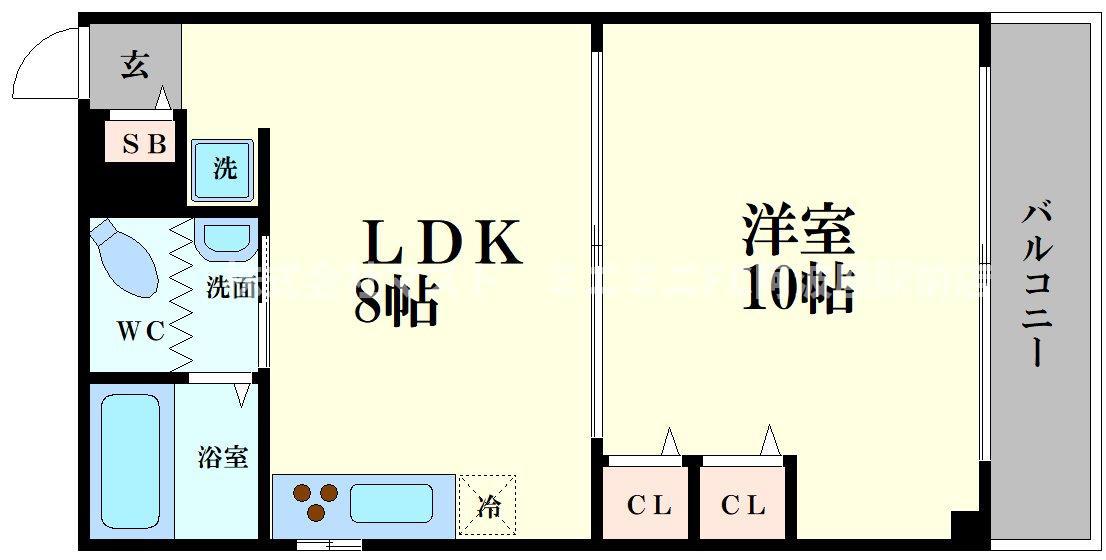ハイコート福島(1LDK/3階)の間取り写真