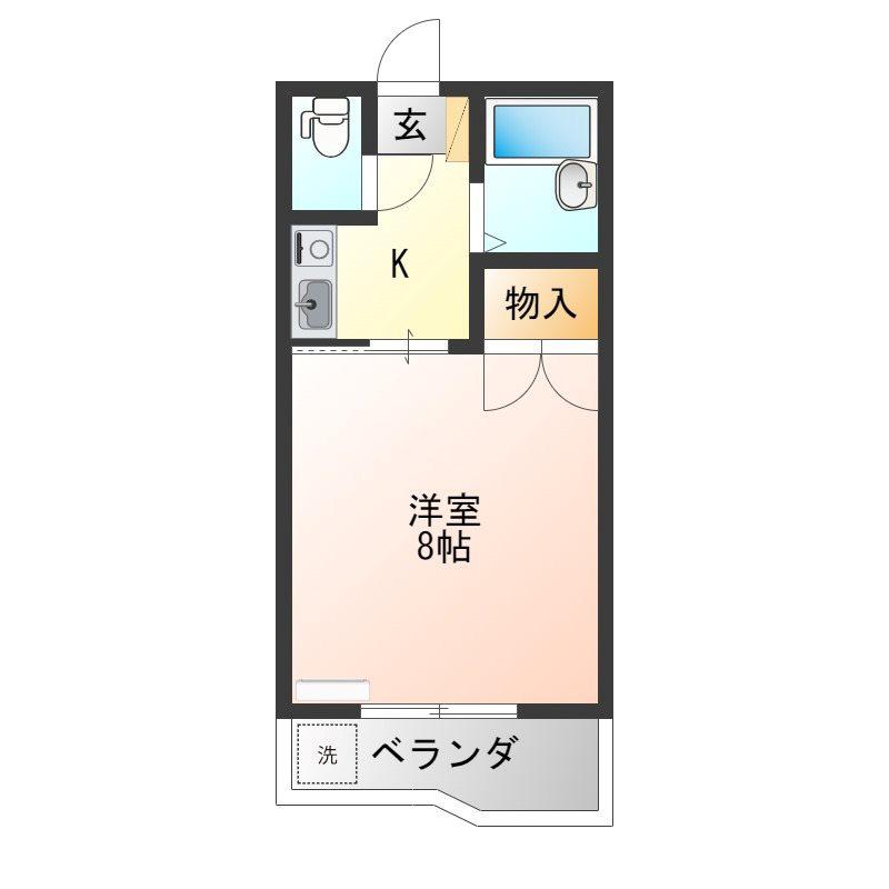峰ヶ丘ハイツ(1K/4階)の間取り写真