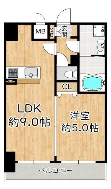 CITY SPIRE十三東(1LDK/2階)の間取り写真