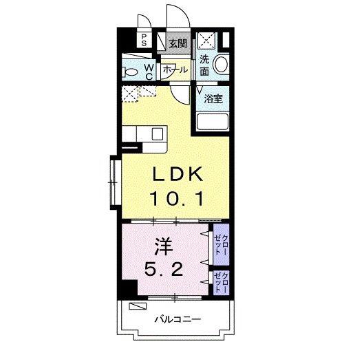 メゾンソレイユ(1LDK/4階)の間取り写真