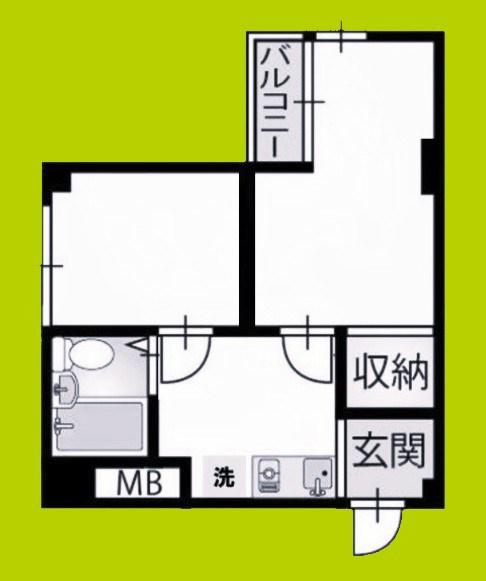 クルーム新大阪2番館(2K/4階)の間取り写真