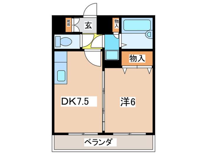 アルコバレーノ(1DK/4階)の間取り写真