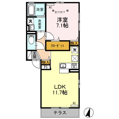 メゾンドコンフォール(1LDK/1階)の間取り写真