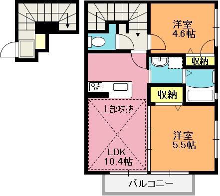 コンフォートSTY(2LDK/2階)の間取り写真