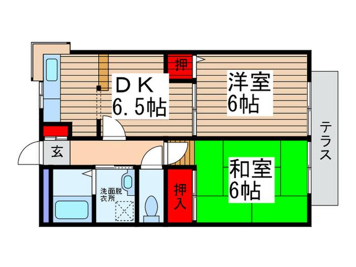 ベルメゾン21流山(2DK/1階)の間取り写真