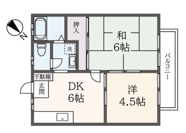 ハローハイツ(2DK/1階)の間取り写真