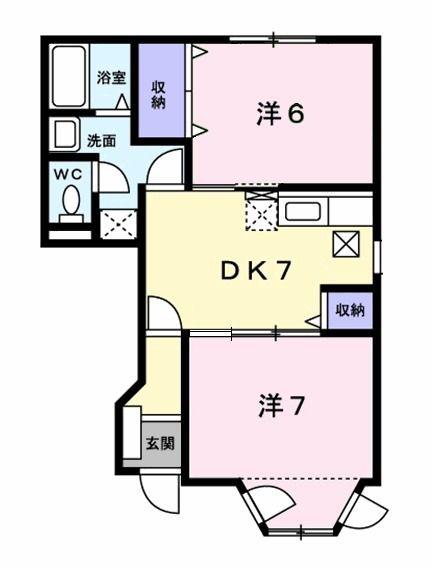 レジデンス座王(2DK/1階)の間取り写真