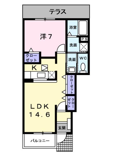 デスパシオ(1LDK/1階)の間取り写真