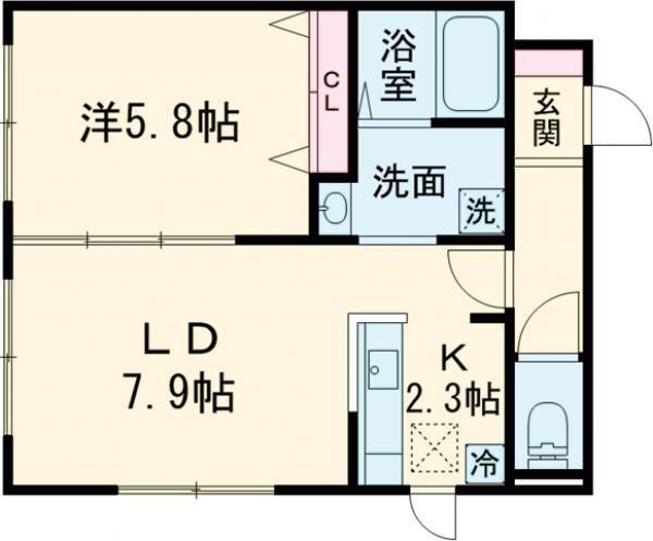 PRESCELTO千歳(1LDK/1階)の間取り写真