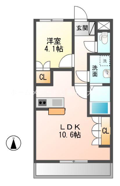 ソレイユ(1LDK/1階)の間取り写真