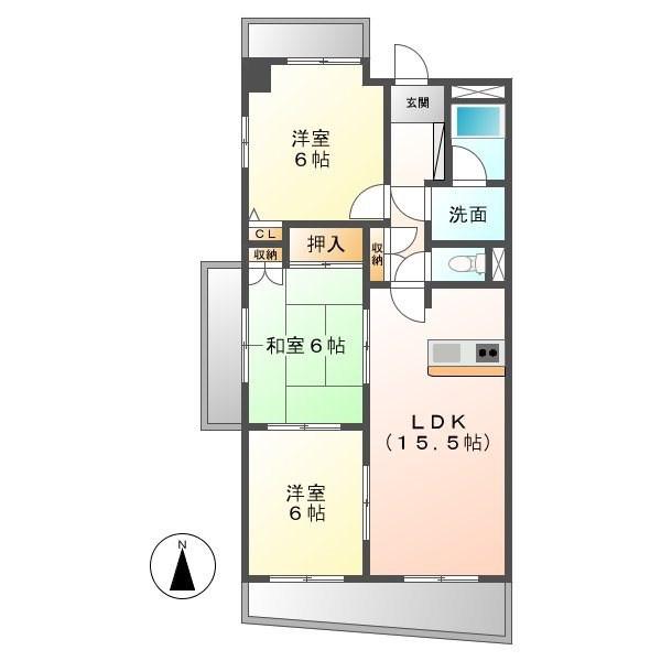 ヒルズ丸和(3LDK/8階)の間取り写真