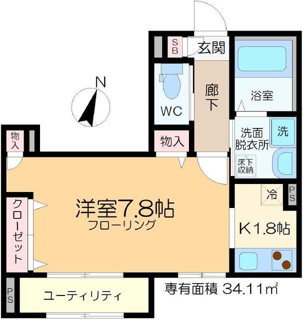 エテルナ千住大橋(1K/1階)の間取り写真